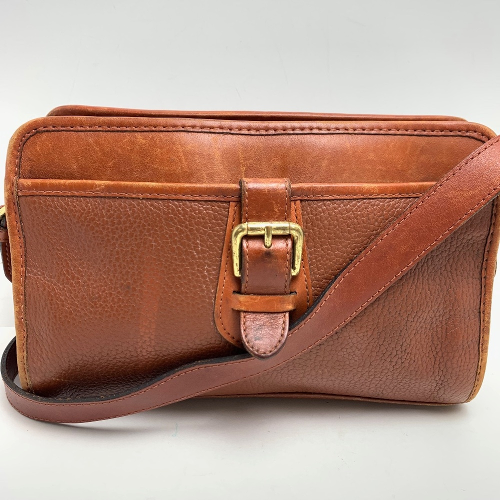 LIZ CLAIBORNE Vintage Pebble Leather Brown Shoulder Bag Purse Satchel Neutral